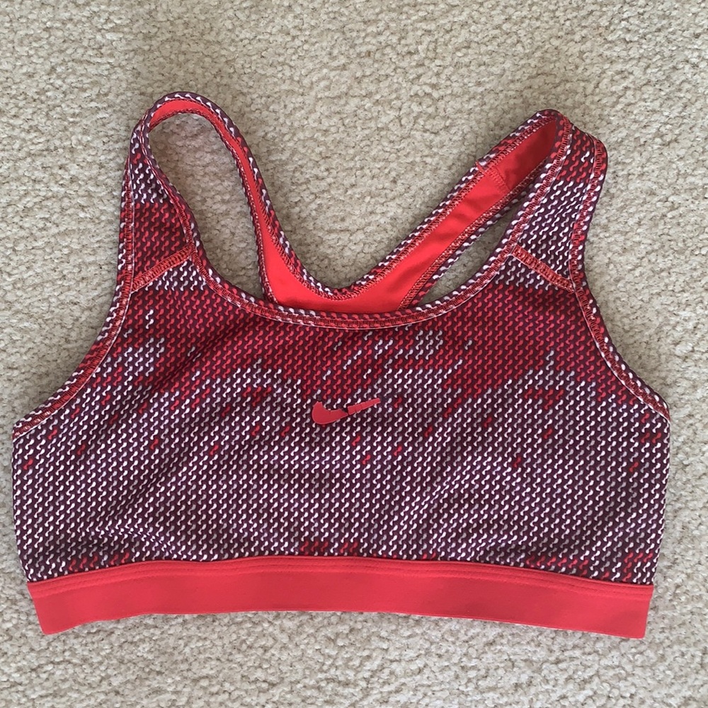 Red and white Nike sports bra size medium